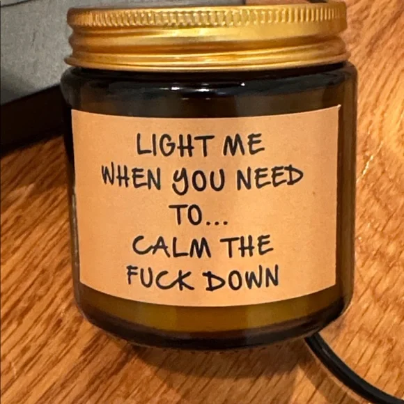 Black candle warmer Lamp & candle “Light me when you need to calm the f&$k down” - Picture 2 of 3